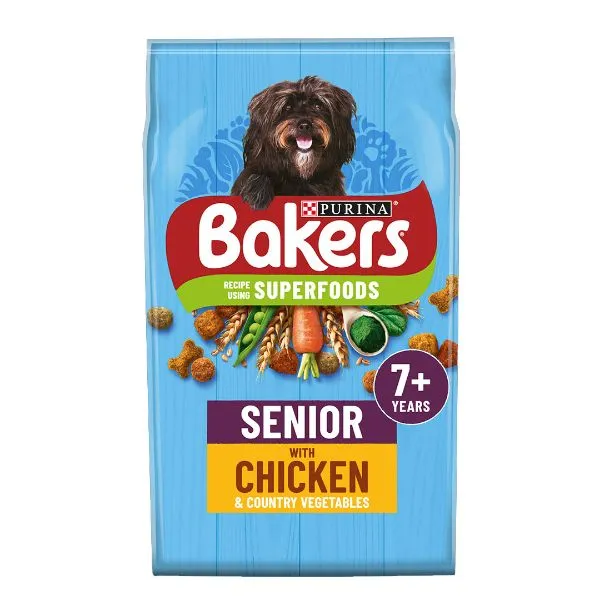 Bakers Senior Chicken With Vegetables Dry Dog Food 12.5kg 3 Bakers Senior Chicken With Vegetables Dry Dog Food 12.5kg
