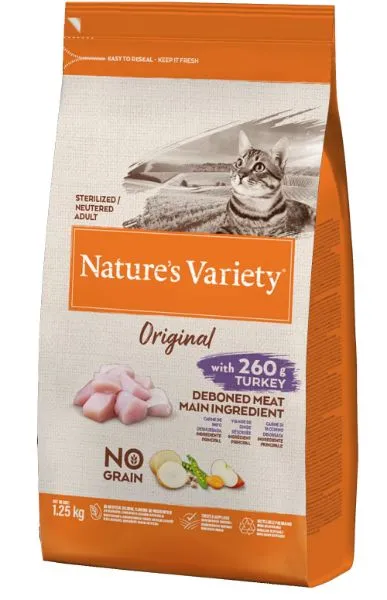 Natures Variety Cat - Original No Grain Sterilised Turkey 1.25kg 3 Natures Variety Cat - Original No Grain Sterilised Turkey 1.25kg